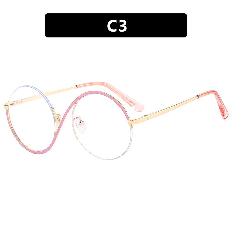 Women's Glasses Flat Glasses Ins Anti Blue Light Glasses Frame New Metal Half Frame Glasses Frame Concave Shape_viptrois.com