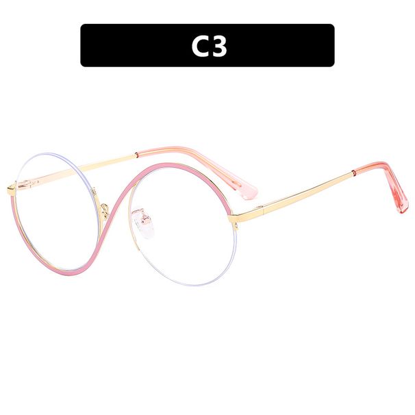 Women's Glasses Flat Glasses Ins Anti Blue Light Glasses Frame New Metal Half Frame Glasses Frame Concave Shape_viptrois.com