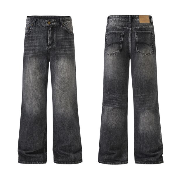 Men's Clothing American High Street Autumn New Washed Bamboo Cotton Jeans Loose Flared Distressed Wide Leg Pants_viptrois.com