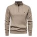 1 Cross-Border Stand Collar Cotton Sweater Casual Half-Zip Solid Color Pullover High-Quality Men's Knitwear_viptrois.com