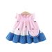Summer Girls Dress New Children's Clothing Cute Round Neck Small Flying Sleeves Splicing Cake Skirt Sweet Contrast Color Vest Skirt_viptrois.com