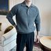 Men's Knit Sweater Polo Shirt - Casual Business Style, Breathable & Stretchable, Comfortable Loose Fit, Winter Warm Turtleneck Pullover_viptrois.com