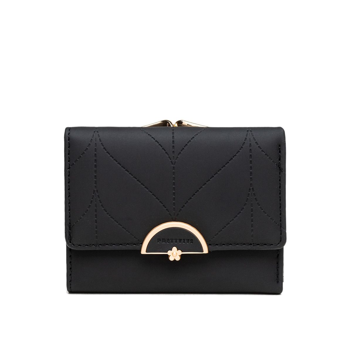 Wallet Card Cases Short Women's Wallet New Style Small Fresh Sweet Semi Circular Printing Hardware Buckle Student Three Fold Coin Purse_viptrois.com