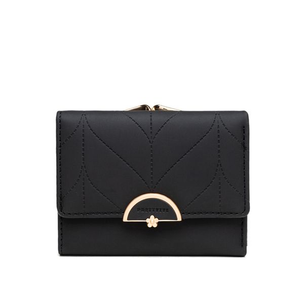 Wallet Card Cases Short Women's Wallet New Style Small Fresh Sweet Semi Circular Printing Hardware Buckle Student Three Fold Coin Purse_viptrois.com