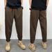 Men's Summer Thin Casual Trousers Loose Fit Tapered Leg Slim Fit Drape Ice Silk New Style Cropped Bottoms_viptrois.com