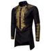 Men's Clothing Medium Shirt Muslim Gold Plated Printed Stand Collar White Shirt_viptrois.com