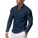 Men's Long Sleeve Henley T-Shirt – Premium Polyester Blend, Slim Fit, Solid & Two-Tone Colors For Casual & Business Casual (S-Xxxl, 6 Colors)_viptrois.com