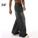 EF JEANS | 2024 New Product, Black And Gray Hong Kong Style Retro Trend Straight Loose Casual Jeans For Men And Women_viptrois.com