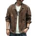Men's Denim Jacket Brown Plus Size Tooling Men's Denim Jacket Men's Fashion_viptrois.com