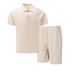 Men's Clothing Casual Polo Shirt And Shorts Set Solid Color Zipper Short Sleeve T-Shirt_viptrois.com