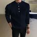 Men's Half-Turtleneck Button Sweater – Autumn/Winter Casual Knit Pullover (Dark Gray/Burgundy/Brown/Blue/Black/White/Khaki, S-3XL)_viptrois.com