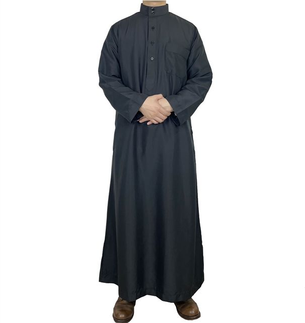 Men's Clothing Robe Qatar Stand Collar Robe Pocket Design Arab Middle East Men's Clothing Spot_viptrois.com