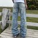 Men's Clothing Floral Embroidered Jeans Men Women - Loose Fit Straight Leg Distressed Denim Pants Vintage Wash Comfortable Cotton Blend Streetwear_viptrois.com