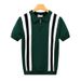 Men's Clothing Leisure Ice Silk Slim Men's Vertical Striped Lapel Knitted Short Sleeved T Shirt Business_viptrois.com
