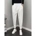 Men's Clothing Spring And Autumn Drapey Skinny Trousers Trendy Slim Fit Nine Point Casual Trousers Solid Color All Match Straight Suit Trousers_viptrois.com