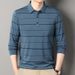 Nordmann Dad's Striped Polo Long Sleeve T-Shirt For Middle-aged Men Spring And Autumn Turn-down Collar Loose Business Casual Base_viptrois.com