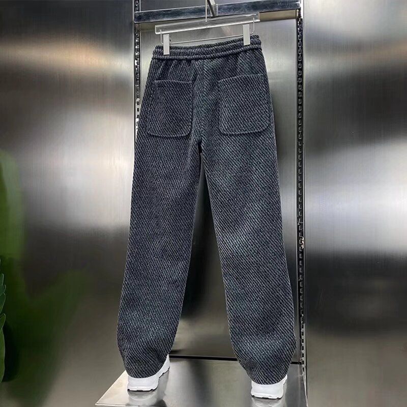 Men's Clothing Fashion Brand Jacquard Knitted Chenille Plaid Casual Pants Men's Spring And Autumn New Loose Fashion All Match Straight Pants_viptrois.com