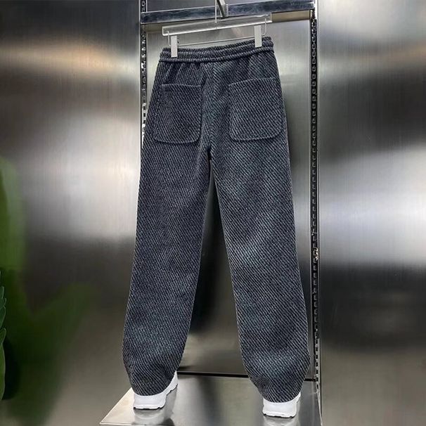 Men's Clothing Fashion Brand Jacquard Knitted Chenille Plaid Casual Pants Men's Spring And Autumn New Loose Fashion All Match Straight Pants_viptrois.com