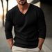 Men's Clothing Knitted Sweater V Neck Slim Thin Men's Slim Fit V-Neck Knit Sweater Lightweight Long Sleeve Pullover For Autumn & Winter_viptrois.com