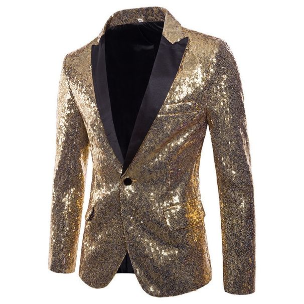 Loom Cross-Border Europea Ad America Performace Dress Gold Sequi Korea Suit Nightclub Me's Host Emcee Studio Jacket_viptrois.com