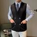 Men's Slim-Fit Wool Vest – Double-Breasted & V-Neck (Striped Knit Sleeveless Waistcoat For Layering)_viptrois.com