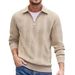 Men's Casual Zip-Up Hoodie With Stand Collar - Lightweight Pullover Sweatshirt For Fall & Spring (Black, Khaki, Dark Gray, White)_viptrois.com