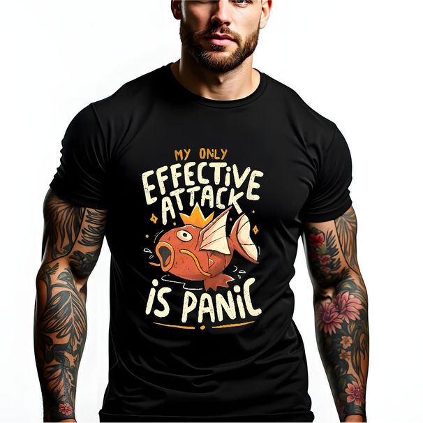 Camiseta Humorística Vintage Magikarp Con Ataque Pánico Todos, Ideal Para Ropa Calle De Anime Y Atuendos Casuales_viptrois.com