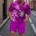 Men's Clothing Summer Fashion Lapel Quarter Zip Shirt Top Shorts Set_viptrois.com