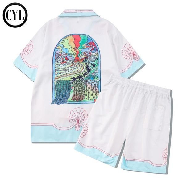 Men's Clothing High End Cuban Collar Shirt Suit For Men Early Summer Wear Niche Trendy Shirt Shorts_viptrois.com