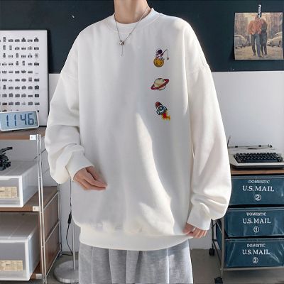 Round Neck Sweatshirt, Men's Loose Printed Fat Long Sleeved T-shirt, Men's Jacket_viptrois.com