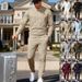 Men's Textured Sweatshirt & Jogger Set - Casual Winter Lounge Wear, Relaxed Fit Two-Piece Outfit With Breathable Fabric_viptrois.com
