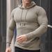 Men's Slim Fit Training Hoodie – Breathable Knit Workout Pullover For Gym & Sports, Muscle Fit Long Sleeve Sweatshirt_viptrois.com