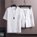 Men's Clothing Ice silk short sleeved suit men's summer thin new T shirt top clothes shorts match a set of summer_viptrois.com