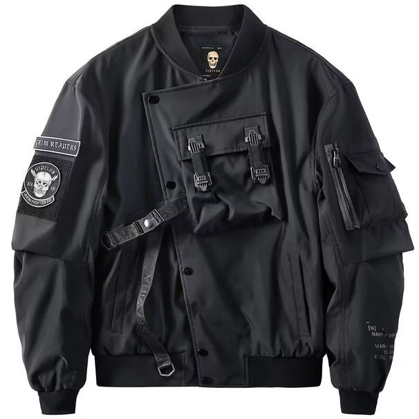 Men's clothing heavyweight bomber jacket men's large size functional jacket workwear Korean style trendy baseball uniform trendy brand_viptrois.com
