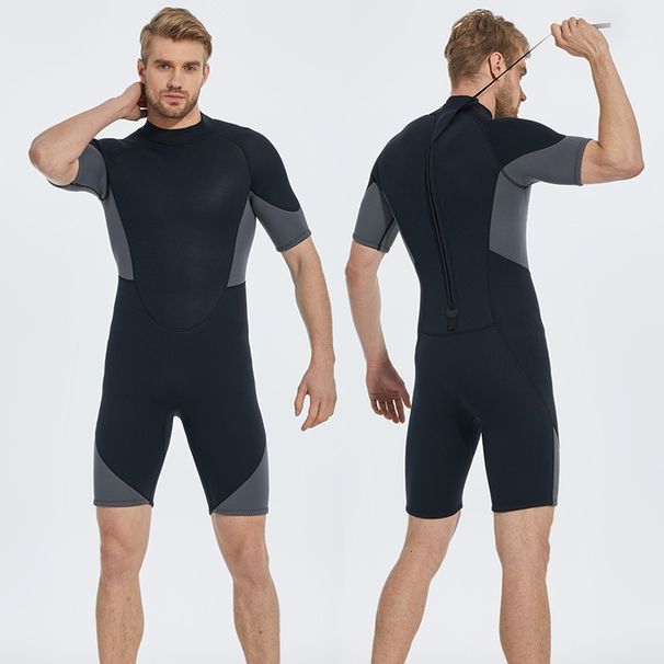 Men's Clothing 2 3mm One Piece Short Diving Suit With Rear Zipper Rubber Diving Suit For Cold And Warm Outdoor Swimming Snorkeling Suit_viptrois.com