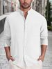 Hot Selling Men's Casual Tops Versatile Stand Up Collar Pocket Solid Color Fashion Men's Long Sleeved Shirt_viptrois.com