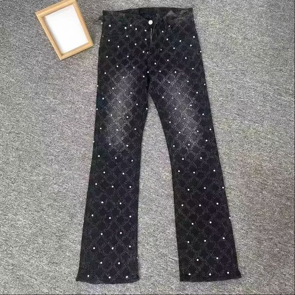 Trendy New Men's Star-patterned Jeans, Unisex, Personalized, Slightly Flared, Slim-fit, Ripped, Trendy, Stretchy, Casual_viptrois.com