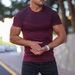 Men's Breathable Stand Collar Short Sleeve T-Shirt - Stretch Cationic Fabric For Sports & Casual Wear_viptrois.com