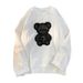 Men's Casual Loose Fit Pullover Sweatshirt - Streetwear Style With Minimalist Embroidery - Grey/White/Black_viptrois.com