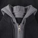 Men's Double-Zip Hoodie – Heavyweight Knit Sweater, Oversized Layered Look, Casual Pullover (Gray, Black, S-Xxxl)_viptrois.com