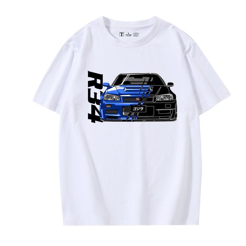 Dongying Ares GTR-R34 Skyline Car Modification Cotton Short Sleeve T-Shirt Cotton Loose Clothes_viptrois.com