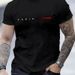 Cotton Men's Summer Loose Paris Letter Printed Casual Round Neck Short Sleeved T-shirt Top Can Be+DZ_viptrois.com