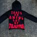 Street Style European Heavy Craft Korean Version Loose Lazy Skull Print Front And Back Casual Sweatshirt Top_viptrois.com