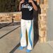 Men's Clothing Striped Shorts 3d Three Dimensional Embroidery Pattern Unisex Casual Straight Pants_viptrois.com