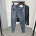 2023 Fashion Men's Pants Korean Style Jeans Washed With Cat Whisker Holes Colorful Paint Splatters Slim Trousers_viptrois.com