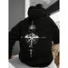 Men's Oversized Hooded Sweatshirt - Trendy Streetwear Pullover With Side Pockets, Soft Polyester Fabric, Comfortable Loose Fit For Casual Wear_viptrois.com