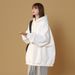 White Tall Hoodie Women, Solid Color, Size, Oversized, Early Winter Coat For Plus Size Women_viptrois.com