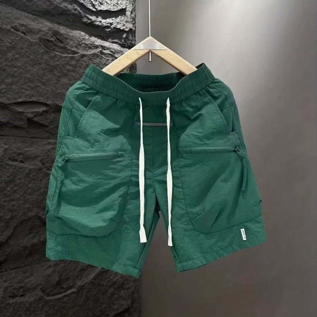 Summer Men's Sportswear Trendy Loose Fit Shorts Versatile Simple Solid Color Quick Drying Bottoms_viptrois.com
