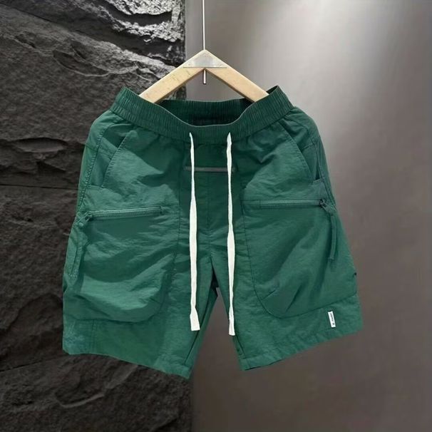 Summer Men's Sportswear Trendy Loose Fit Shorts Versatile Simple Solid Color Quick Drying Bottoms_viptrois.com