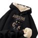 Lamb Wool Hooded Sweater Men's Autumn And Winter Trendy Brand Large Size Hoodie Loose Fleece Thickened Coat_viptrois.com